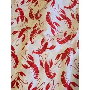 Red Lobster Print Fabric White Nautical Coastal Summer Craft Sewing Material